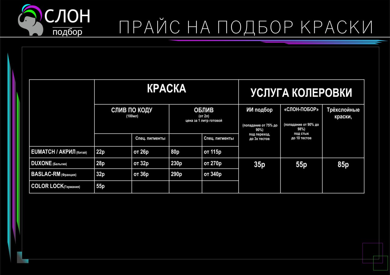 Подбор краски